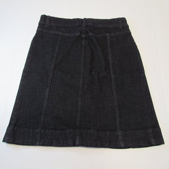 Chaps Black Denim Button Front Pocket Midi Denim Skirt Size 10 - Picture 2 of 3